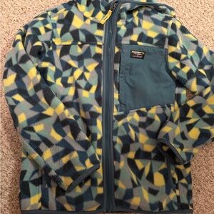 L.L. Bean Kids Geometric Fleece Jacket in Blue, Yellow, Green